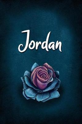 Jordan: Personalized Name Journal, Lined Notebook with Beautiful Rose Illustration on Blue Cover