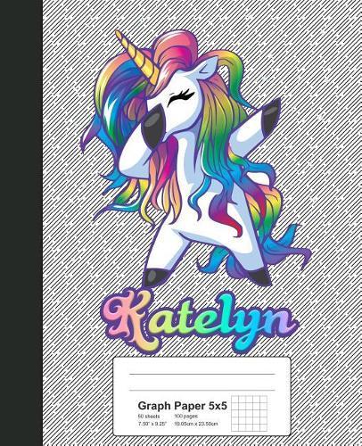 Graph Paper 5x5: KATELYN Unicorn Rainbow Notebook