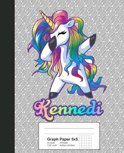 Graph Paper 5x5: KENNEDI Unicorn Rainbow Notebook