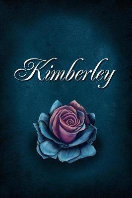 Kimberley: Personalized Name Journal, Lined Notebook with Beautiful Rose Illustration on Blue Cover