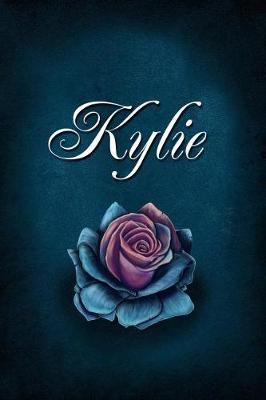 Kylie: Personalized Name Journal, Lined Notebook with Beautiful Rose Illustration on Blue Cover