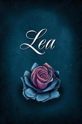 Lea: Personalized Name Journal, Lined Notebook with Beautiful Rose Illustration on Blue Cover