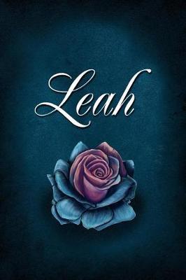 Leah: Personalized Name Journal, Lined Notebook with Beautiful Rose Illustration on Blue Cover