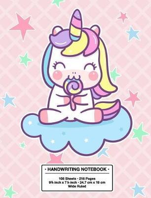 Handwriting Notebook: Back to School Cute Cute Unicorn on a Cloud Kawaii Style Handwriting Practice Book