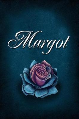 Margot: Personalized Name Journal, Lined Notebook with Beautiful Rose Illustration on Blue Cover