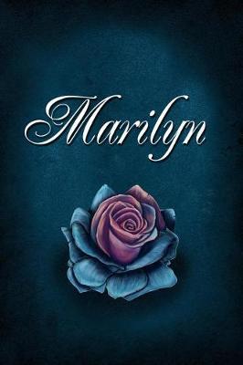 Marilyn: Personalized Name Journal, Lined Notebook with Beautiful Rose Illustration on Blue Cover