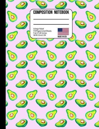 Composition Notebook College Ruled: Watercolor Avocado Tropical Pink Miami Back to School Composition Book for Teachers, Students, Kids and Teens