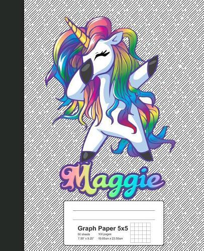 Graph Paper 5x5: MAGGIE Unicorn Rainbow Notebook