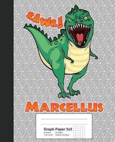 Graph Paper 5x5: MARCELLUS Dinosaur Rawr T-Rex Notebook