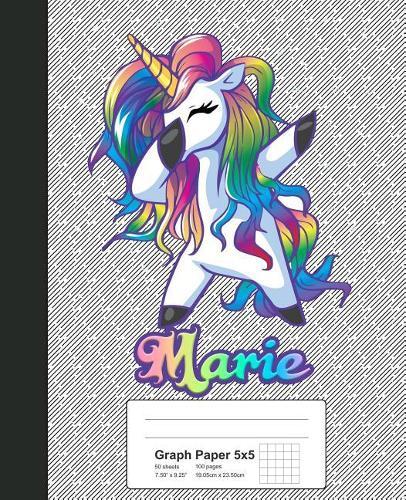 Graph Paper 5x5: MARIE Unicorn Rainbow Notebook
