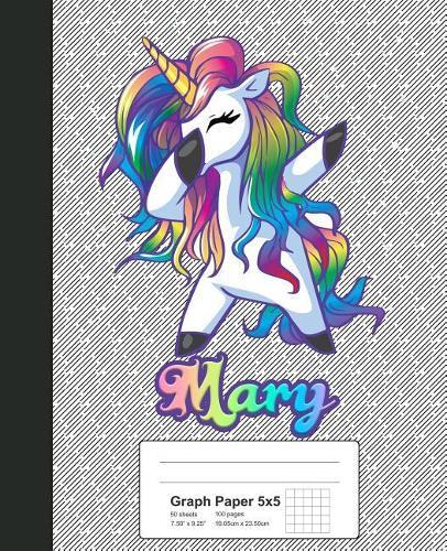 Graph Paper 5x5: MARY Unicorn Rainbow Notebook