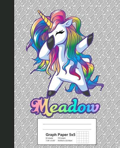 Graph Paper 5x5: MEADOW Unicorn Rainbow Notebook