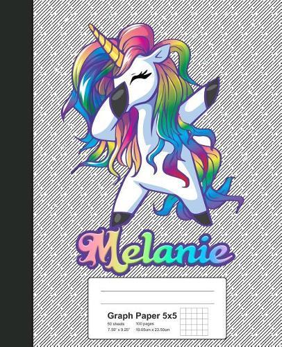 Graph Paper 5x5: MELANIE Unicorn Rainbow Notebook