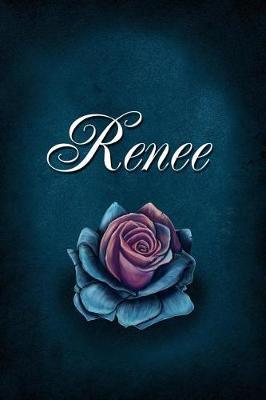 Renee: Personalized Name Journal, Lined Notebook with Beautiful Rose Illustration on Blue Cover