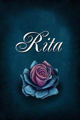 Rita: Personalized Name Journal, Lined Notebook with Beautiful Rose Illustration on Blue Cover