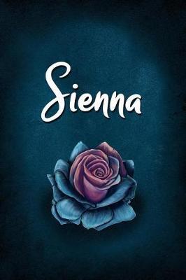 Sienna: Personalized Name Journal, Lined Notebook with Beautiful Rose Illustration on Blue Cover
