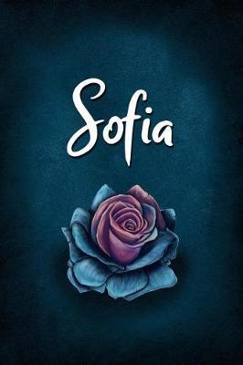 Sofia: Personalized Name Journal, Lined Notebook with Beautiful Rose Illustration on Blue Cover