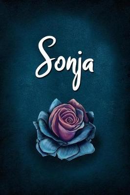Sonja: Personalized Name Journal, Lined Notebook with Beautiful Rose Illustration on Blue Cover