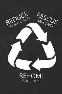 Reduce Pet Population Rescue Save Lives Rehome Adopt A Pet!: Blank Lined Notebook ( Animal Shelter ) Black