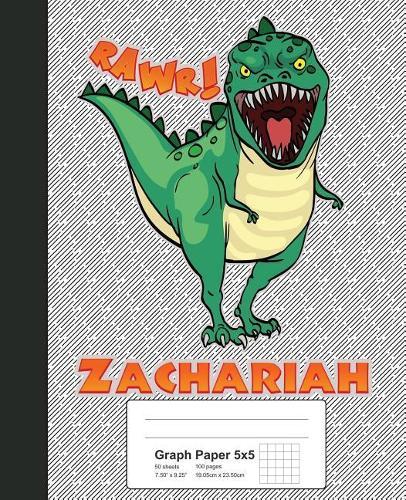 Graph Paper 5x5: ZACHARIAH Dinosaur Rawr T-Rex Notebook