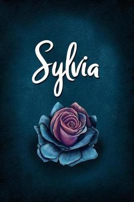 Sylvia: Personalized Name Journal, Lined Notebook with Beautiful Rose Illustration on Blue Cover