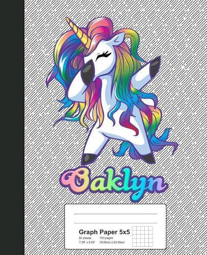 Graph Paper 5x5: OAKLYN Unicorn Rainbow Notebook