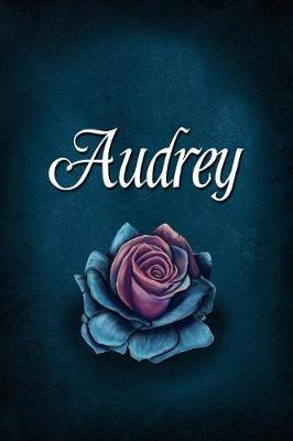 Audrey: Personalized Name Journal, Lined Notebook with Beautiful Rose Illustration on Blue Cover