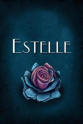 Estelle: Personalized Name Journal, Lined Notebook with Beautiful Rose Illustration on Blue Cover