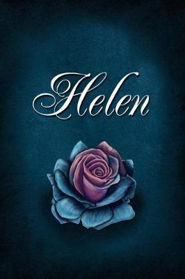Helen: Personalized Name Journal, Lined Notebook with Beautiful Rose Illustration on Blue Cover