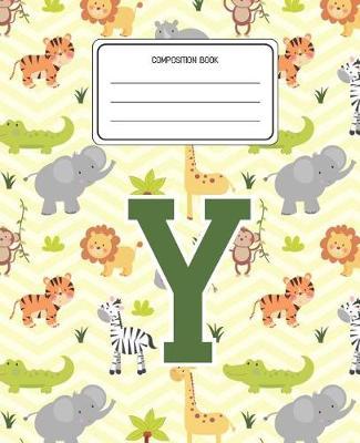 Composition Book Y: Lion Safari Animals Pattern Composition Book Letter Y Personalized Lined Wide Rule Notebook for Boys Kids Back to School Preschool Kindergarten and Elementary Grades K-2