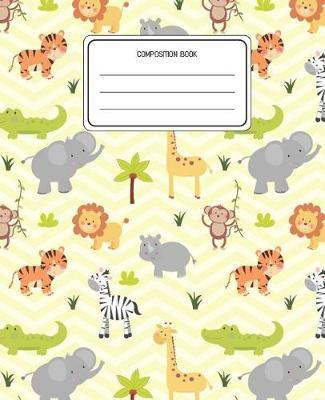 Composition Book: Lion Safari Animals Pattern Composition Book Lined Wide Rule Notebook for Boys Kids Back to School Preschool Kindergarten and Elementary Grades K-2