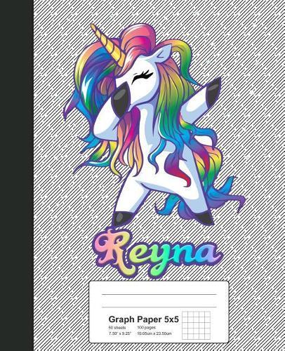 Graph Paper 5x5: REYNA Unicorn Rainbow Notebook