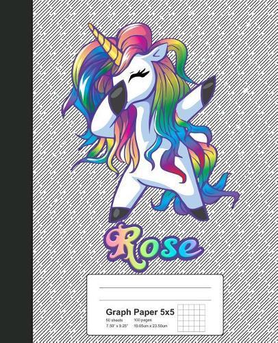 Graph Paper 5x5: ROSE Unicorn Rainbow Notebook