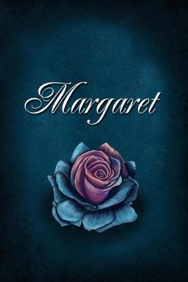 Margaret: Personalized Name Journal, Lined Notebook with Beautiful Rose Illustration on Blue Cover
