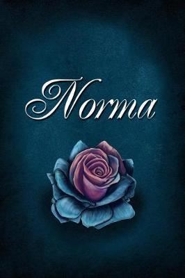 Norma: Personalized Name Journal, Lined Notebook with Beautiful Rose Illustration on Blue Cover