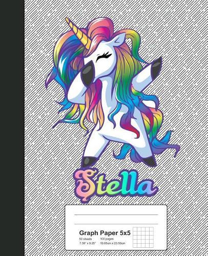 Graph Paper 5x5: STELLA Unicorn Rainbow Notebook