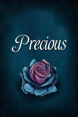 Precious: Personalized Name Journal, Lined Notebook with Beautiful Rose Illustration on Blue Cover