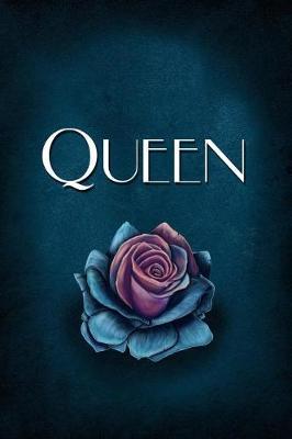 Queen: Personalized Name Journal, Lined Notebook with Beautiful Rose Illustration on Blue Cover