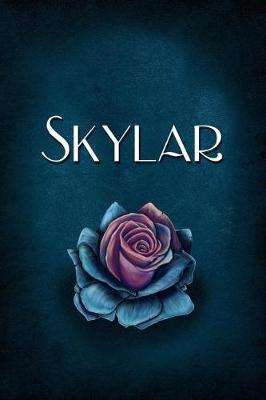 Skylar: Personalized Name Journal, Lined Notebook with Beautiful Rose Illustration on Blue Cover