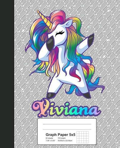 Graph Paper 5x5: VIVIANA Unicorn Rainbow Notebook