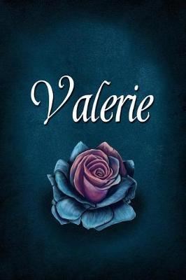 Valerie: Personalized Name Journal, Lined Notebook with Beautiful Rose Illustration on Blue Cover