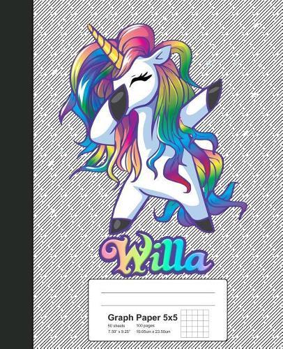 Graph Paper 5x5: WILLA Unicorn Rainbow Notebook