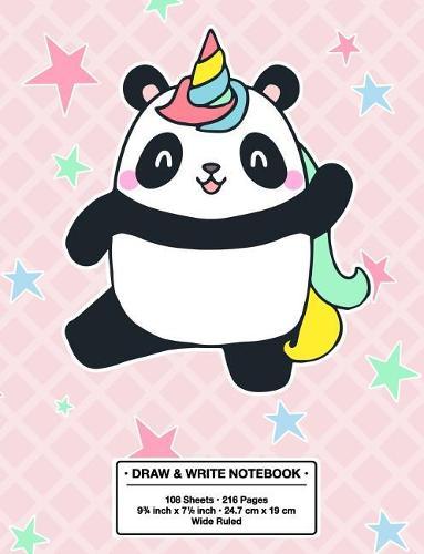 Draw and Write Notebook: Back to School Cute Pandacorn Unicorn Panda Kawaii Style Wide Rule Story Telling Book