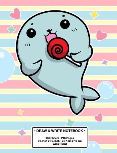 Draw and Write Notebook: Back to School Cute Seal Pup Kawaii Style Wide Rule Story Telling Book