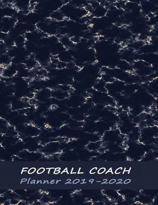 Football Game Planning Notebook: Dated 12-Month Calendar, Team Roster, Player Statistics - Black Marble