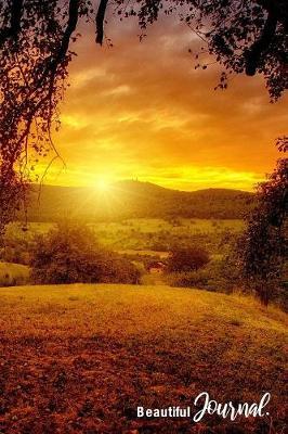 Beautiful Journal: Earth Sunset View Blank Line Wide Ruled Primary Composition Paper Notebook