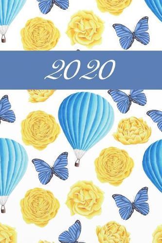 2020: Agenda semainier 2020 - Calendrier des semaines 2020 - Turquoise pointille - Fleurs Roses papillon