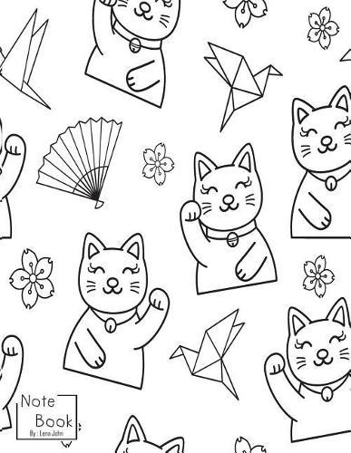 Notebook: Cute Japanese Cats Notebook and Dot Graph Line Sketch pages, Extra large (8.5 x 11) inches, 110 pages, White paper, Sketch, Draw and Paint (Notebooks for Girls)