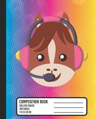 Composition Book: COLLEGE RULED School Notebook. Cute Kawaii Gamer or Pop Star Horse Face Blank Lined Journal with Rainbow Dots