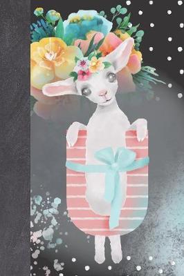 U: Personalized Monogrammed Floral Baby Lamb Animal Letter U Blank Lined Writing Journal For Girls With Flowers